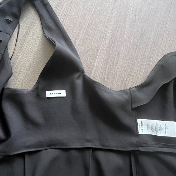 SANDRO Black “Melinda” One Shoulder Mini Dress with Gold Buttons - Picture 5 of 15